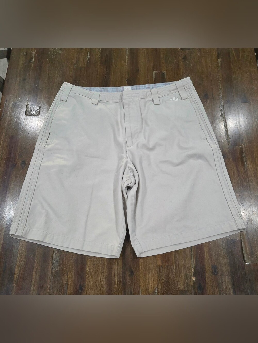 adidas Vintage Men's Light Khaki Flat Front Shorts